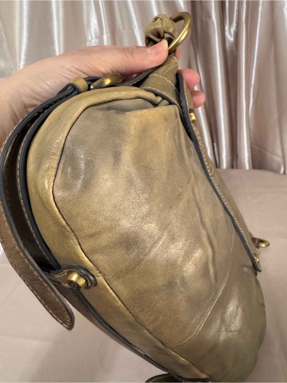 Francesco Biasia Tan Leather Shoulder Bag with Braided Handle - Picture 11 of 16